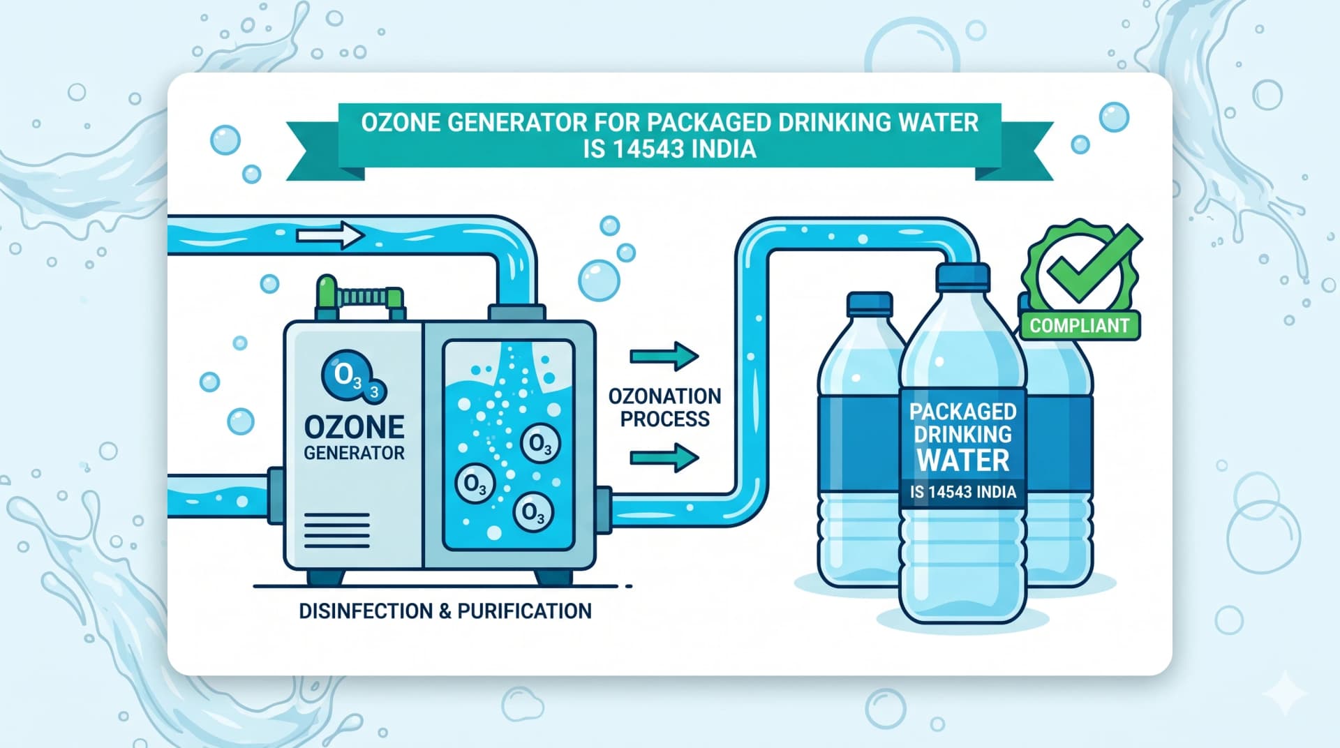 Ozone Generator for Packaged Drinking Water IS 14543 India — Proven BIS Compliant | 2g/hr to kg/hr — Ozone India Technology