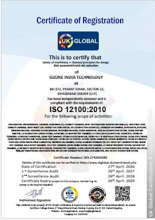 ISO 12100:2010 Safety of Machinery Certificate — UQ-27426AD89 — Ozone India Technology