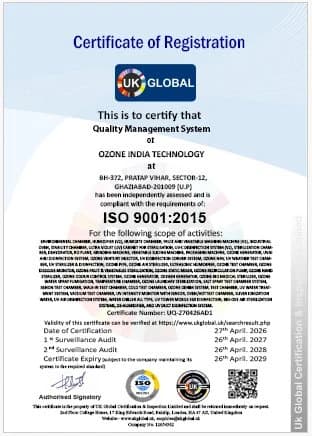 ISO 9001:2015 Quality Management Certificate — UQ-270426AD1 — Ozone India Technology